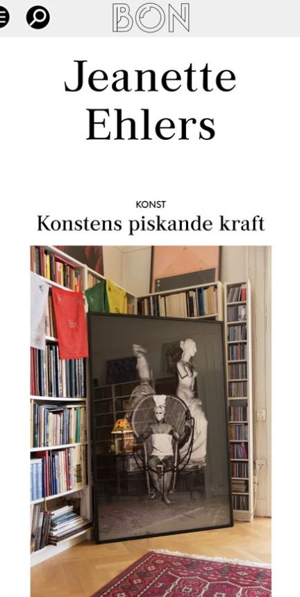 BON — Jeanette Ehlers, Konstens piskande kraft
