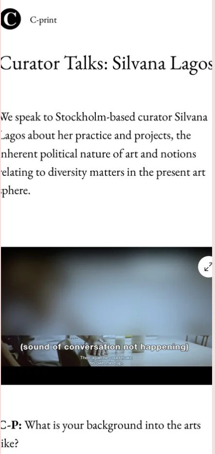 C-print — Curator Talks: Silvana Lagos