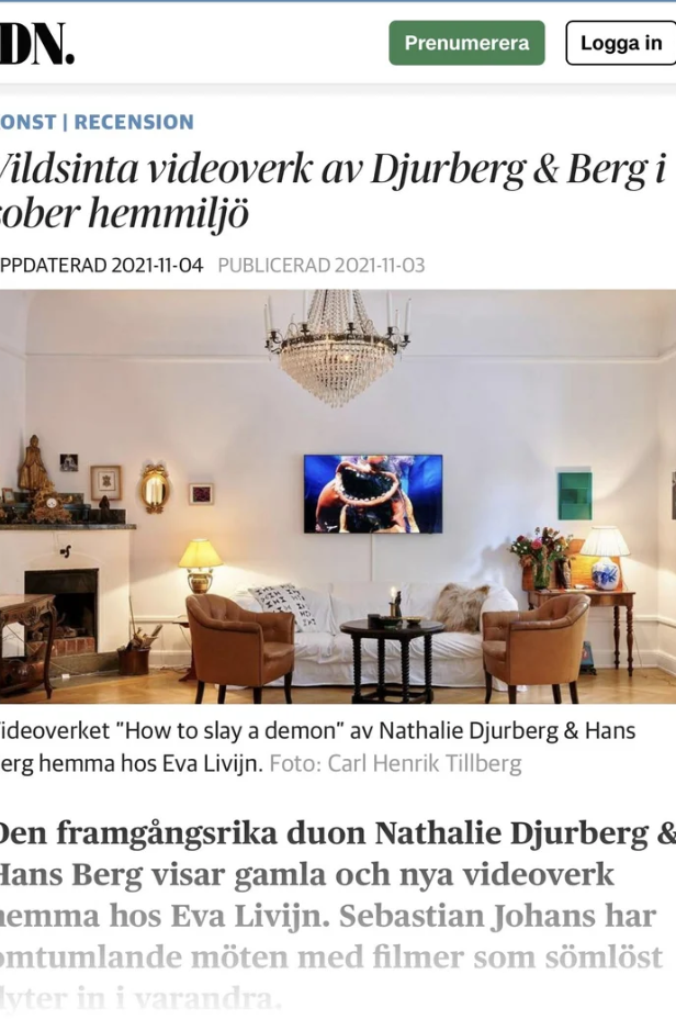 Dagens Nyheter — Djurberg & Berg hemma hos Eva Livijn